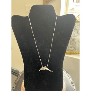 Vintage Sterling Silver Dolphin Necklace – 925 Mexico Ocean Animal Pendant